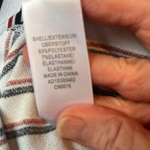 Adrianna Papell 3/4 Sleeve Top in Light Gray with  Red and Blue Stripes Size S - Picture 6 of 6
